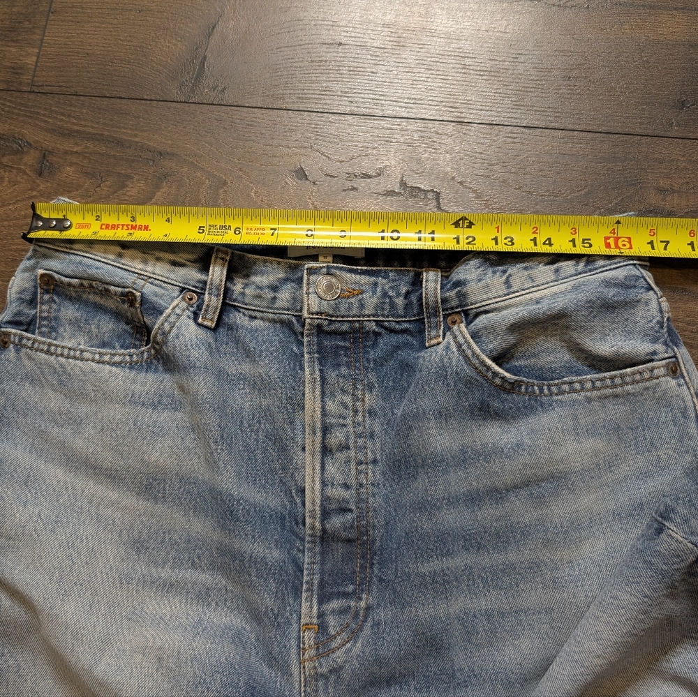 Re/Done High Rise Ripped Straight Leg Jeans Size 32 - Picture 7 of 10